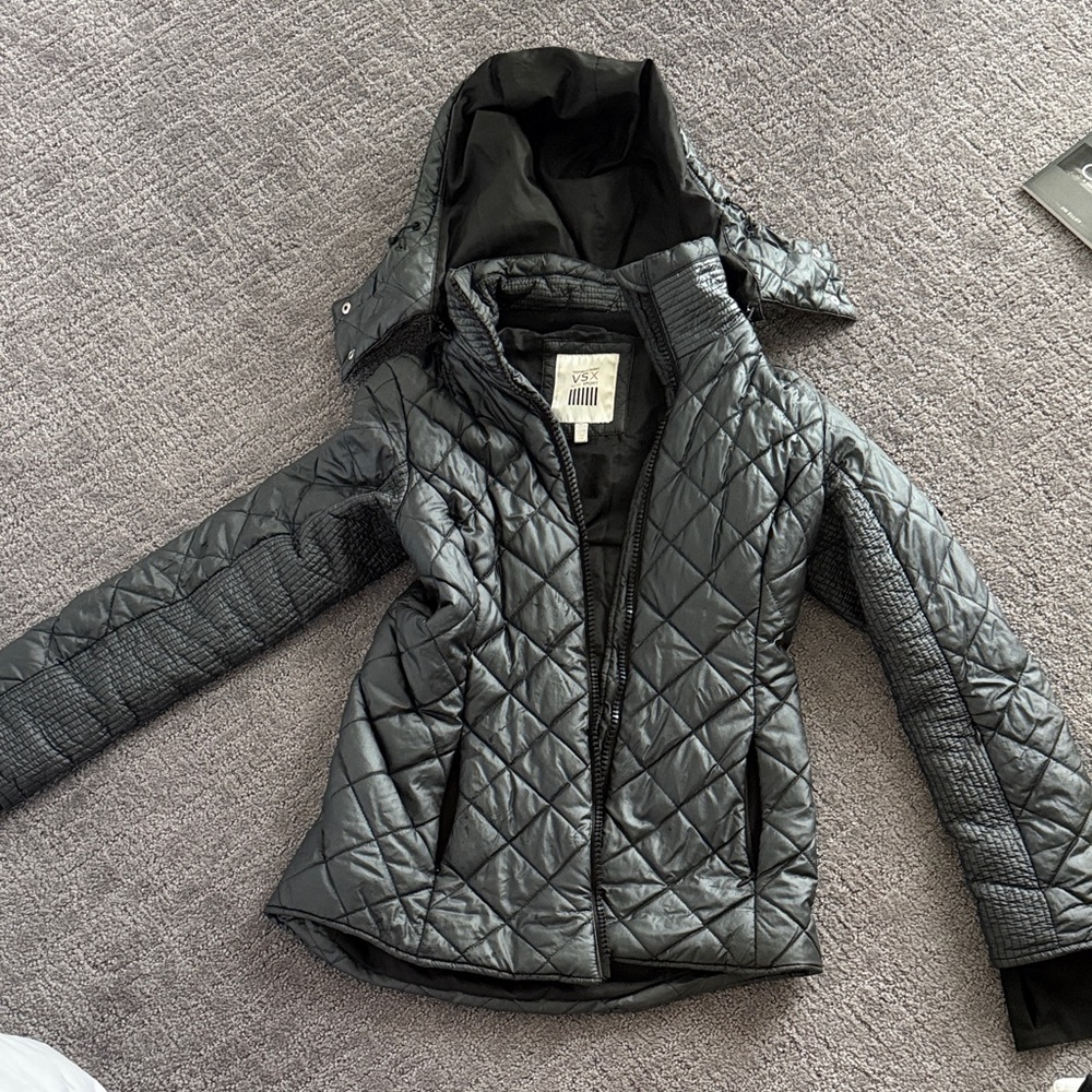 Victoria's Secret Quilted Black Puffer Jacket with Hood